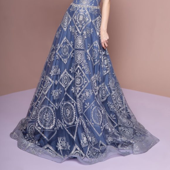 Bateau Neckline Long Prom Dress GSGL2650 - Picture 4 of 5